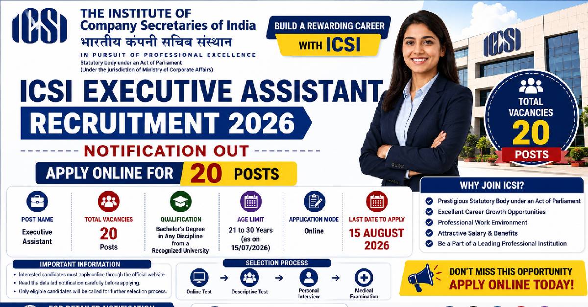ICSI Executive Assistant Recruitment 2026 